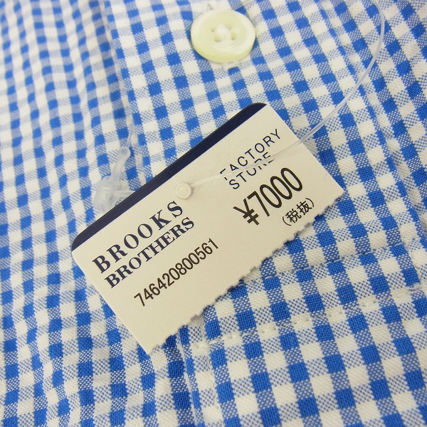実際に弊社で買取させて頂いた【未使用】BROOKS BROTHERS/ブルックスブラザーズ ギンガムチェック ハーフボタン 半袖シャツ XLの画像 5枚目