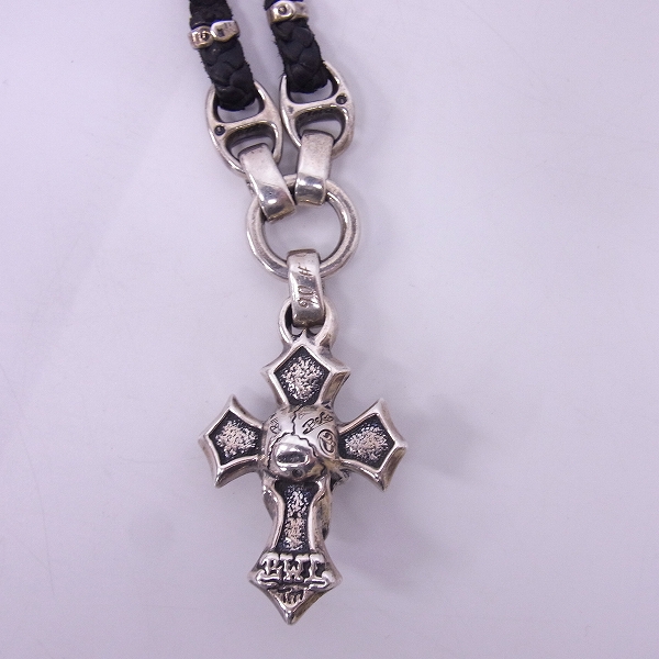 証明書】BWL/ビルウォールレザー Cクロススカルペンダント/w