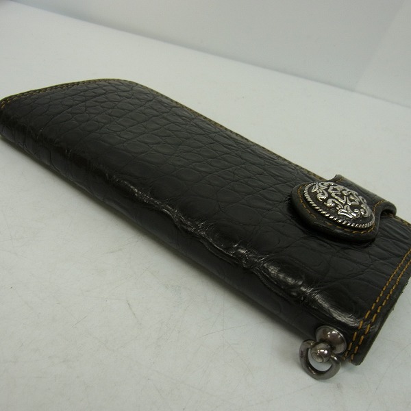 実際に弊社で買取させて頂いたFUNNY/ファニー コンチョボタン クロコダイル レザーロングウォレット/長財布の画像 2枚目