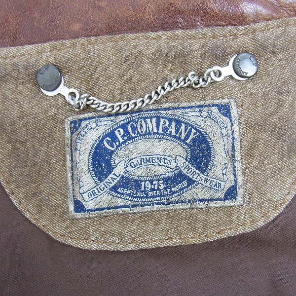 実際に弊社で買取させて頂いたC.P.COMPANY/シーピーカンパニー レザー切り替えし ゴーグルジャケット CPU0624 002051/50の画像 2枚目
