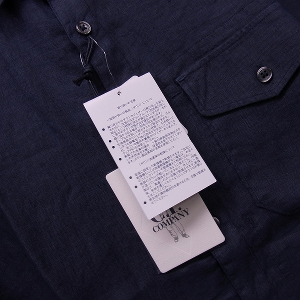 実際に弊社で買取させて頂いたC.P.COMPANY/シーピーカンパニー リネン 半袖 ボタン シャツ 02CMSH029A/Lの画像 6枚目