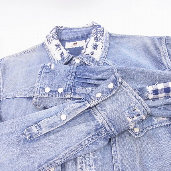 実際に弊社で買取させて頂いたM/エム ワッペン デニム ウエスタンシャツ/Mの画像 3枚目