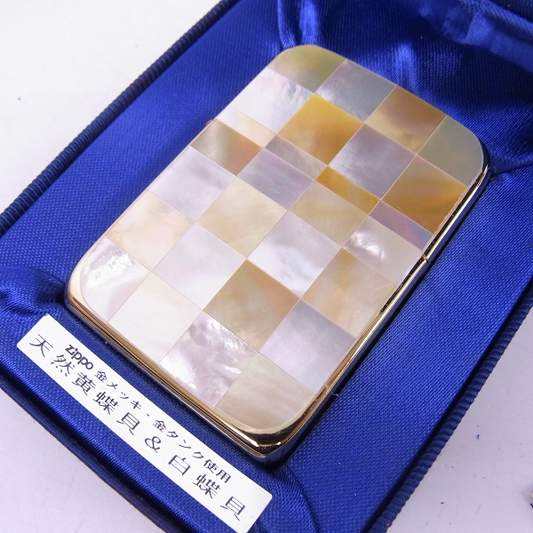 ZIPPO/ジッポー 1941レプリカ シェルチェック 天然黄蝶貝＆白蝶貝 2005 
