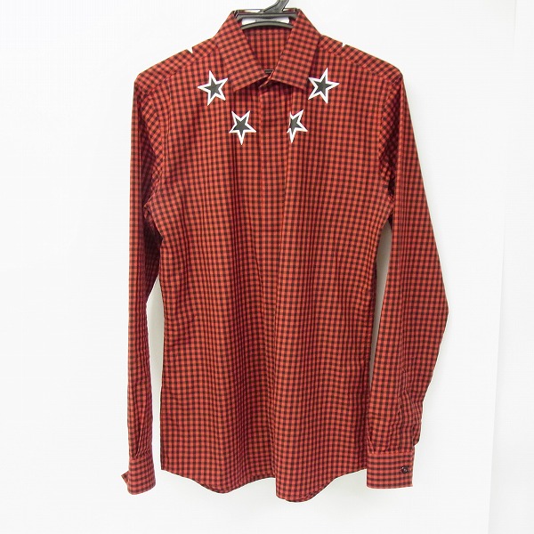 実際に弊社で買取させて頂いたGIVENCHY/ジバンシー 17SS チェック＆スター柄 長袖シャツ 37