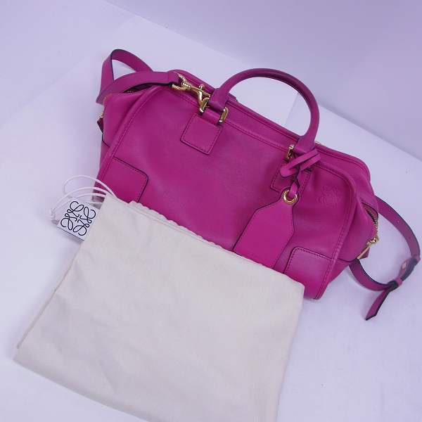 実際に弊社で買取させて頂いたLOEWE/ロエベ アマソナ ハンドバッグ ショルダーストラップ ピンク 2way の画像 7枚目