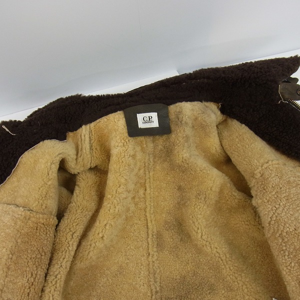 実際に弊社で買取させて頂いたC.P.COMPANY/シーピーカンパニー 内ボア ゴーグル レザー フライトジャケット 14WCPUL03252/50の画像 7枚目