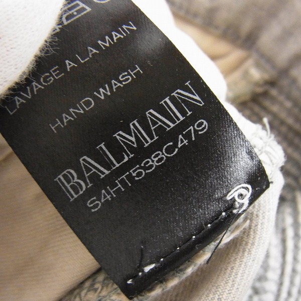 実際に弊社で買取させて頂いたBALMAIN/バルマン 14SS ダメージ加工 バイカーデニムパンツ/S4HT538C479/28の画像 7枚目