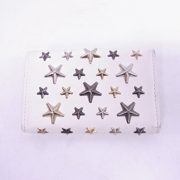 実際に弊社で買取させて頂いたJIMMY CHOO/ジミーチュウ スタースタッズ レザー6連キーケース ホワイトの画像 1枚目