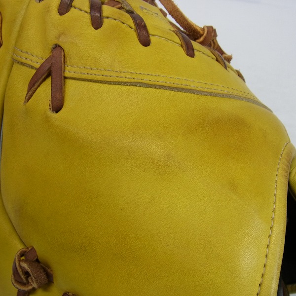 実際に弊社で買取させて頂いたHi-Gold/ハイゴールド 軟式用グローブ ファーストミット 心極 KKG-741F 右投げ用の画像 5枚目