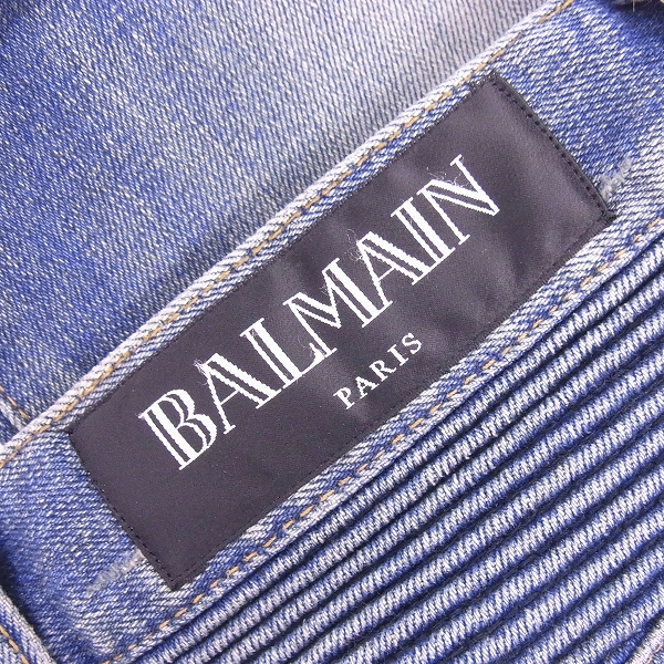 実際に弊社で買取させて頂いたBALMAIN/バルマン 16AW クラッシュダメージ バイカーデニムパンツ/P0HT551C710V/27の画像 2枚目