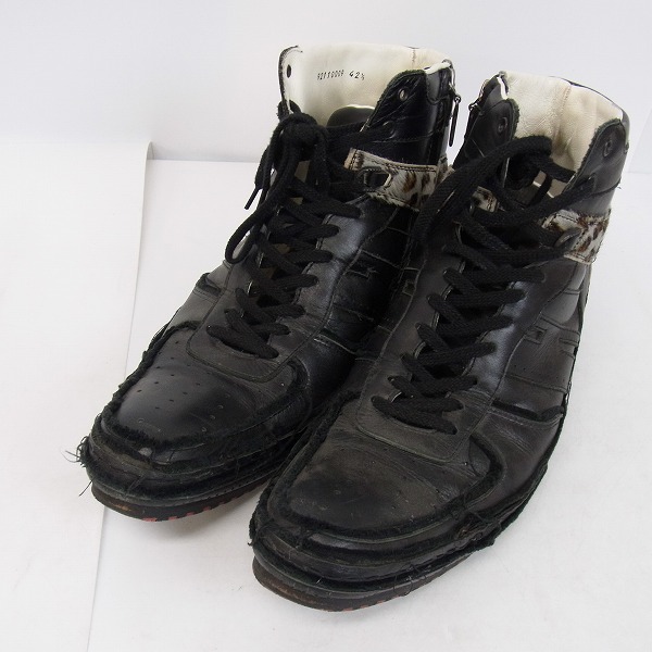 実際に弊社で買取させて頂いたHIROMU TAKAHARA/ヒロムタカハラ レオパード ハラコ装飾 レザーシューズ 42.5