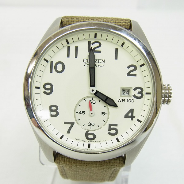 実際に弊社で買取させて頂いたCITIZEN/シチズン Eco-Drive/エコドライブ B690-S077630 ナイロンカーキベルト