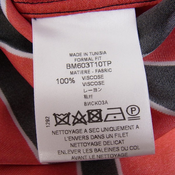 実際に弊社で買取させて頂いた【JPタグ】GIVENCHY/ジバンシー レッド＆ブラック ストライプ ロングスリーブ/長袖 シャツ BM603T Size：40の画像 4枚目