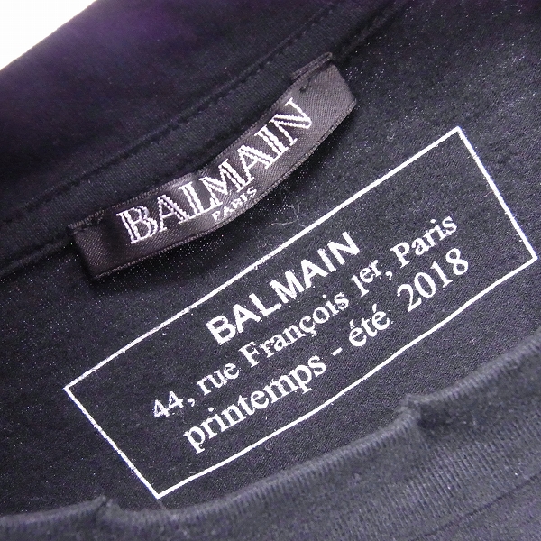 実際に弊社で買取させて頂いたBALMAIN/バルマン 18SS プリントTシャツ ブラック s8h8135j159/XSの画像 2枚目