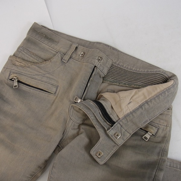 実際に弊社で買取させて頂いたBALMAIN/バルマン 14SS ダメージ加工 バイカーデニムパンツ/S4HT538C479/28の画像 2枚目