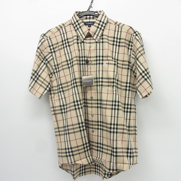 実際に弊社で買取させて頂いた【未使用】BURBERRY London/バーバリーロンドン ノバチェック柄/ホース刺繍 半袖シャツ S