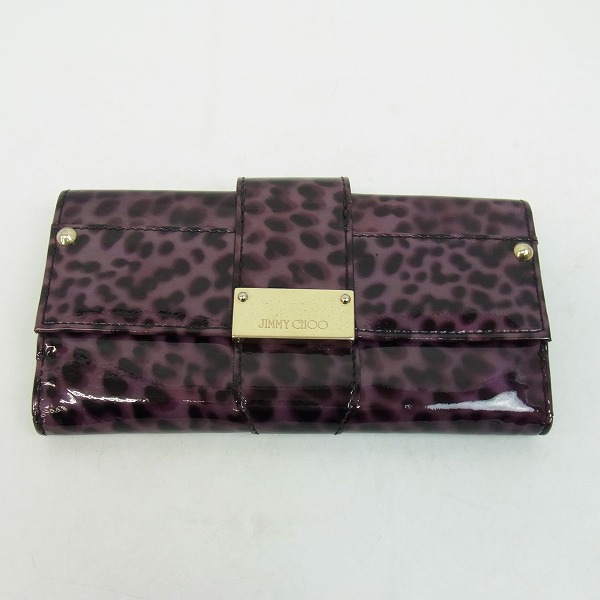 実際に弊社で買取させて頂いたJIMMY CHOO/ジミーチュウ 二つ折り Wホック 長財布 レオパ エナメル