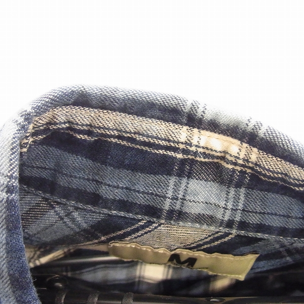 実際に弊社で買取させて頂いたM/エム インディゴチェックシャツ/XSの画像 7枚目