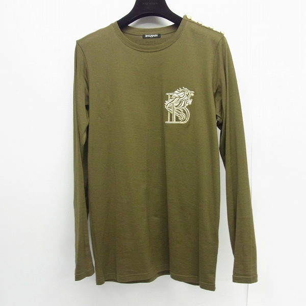 実際に弊社で買取させて頂いたBALMAIN/バルマン 17SS ライオンエンブレム刺繍 七分袖カットソー s7h8651l003b/XS