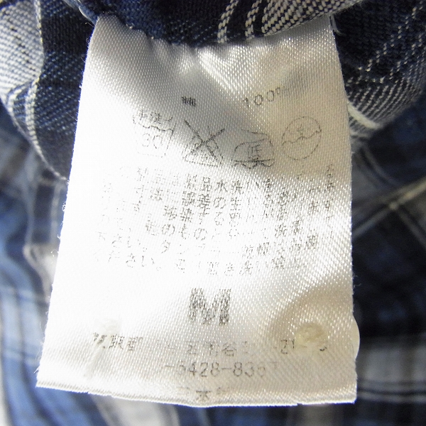 実際に弊社で買取させて頂いたM/エム インディゴチェックシャツ/XSの画像 4枚目