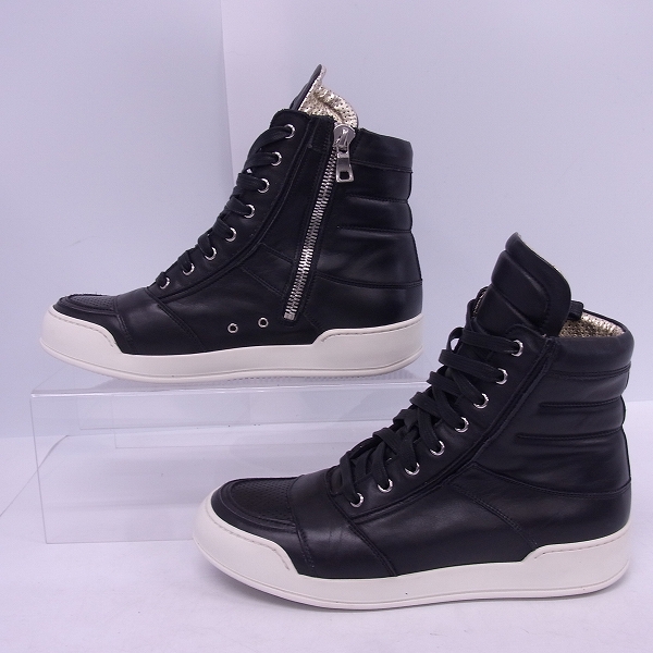 実際に弊社で買取させて頂いたBALMAIN/バルマン サイドジップ レザー ハイカットスニーカー S5HT300BA40G ブラック/42の画像 3枚目