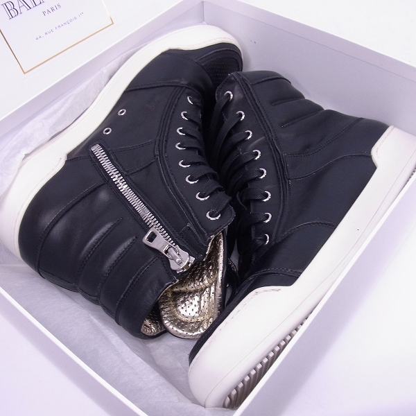 実際に弊社で買取させて頂いたBALMAIN/バルマン サイドジップ レザー ハイカットスニーカー S5HT300BA40G ブラック/42の画像 6枚目