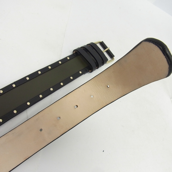 実際に弊社で買取させて頂いたBALMAIN/バルマン スタッズ レザーベルト ブラック×カーキ/85 の画像 1枚目