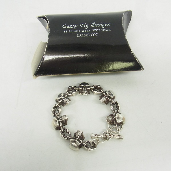 実際に弊社で買取させて頂いたCRAZY PIG/クレイジーピッグ 6サイコキラースカルリンク ブレスレット トライバルTバーの画像 7枚目