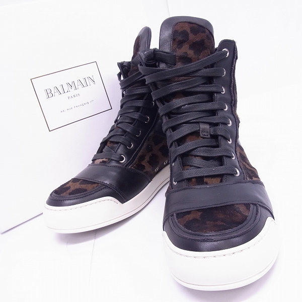 実際に弊社で買取させて頂いたBALMAIN/バルマン レオパード柄 サイドジップ ハイカットスニーカー W4HT300C695/42