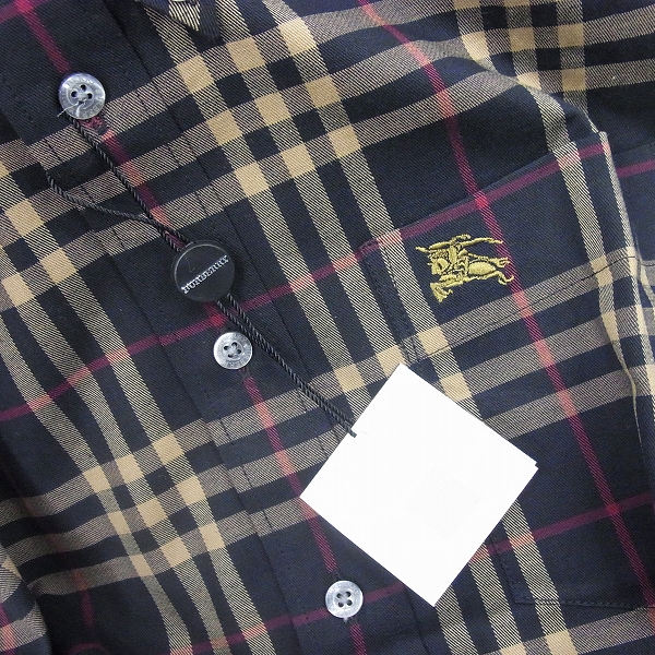 実際に弊社で買取させて頂いた【未使用】BURBERRY LONDON/バーバリーロンドン チェック柄/ホース刺繍 長袖シャツ Mの画像 5枚目