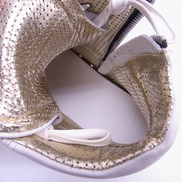 実際に弊社で買取させて頂いたBALMAIN/バルマン サイドジップ レザー ハイカットスニーカー S5HT300BA40G ホワイト/42の画像 4枚目