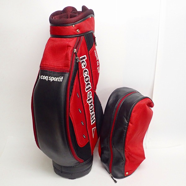 実際に弊社で買取させて頂いたle coq sportif/ルコックスポルティフ 9.0型 7分割 キャディバッグ/レッド×ブラック QQ1087の画像 1枚目