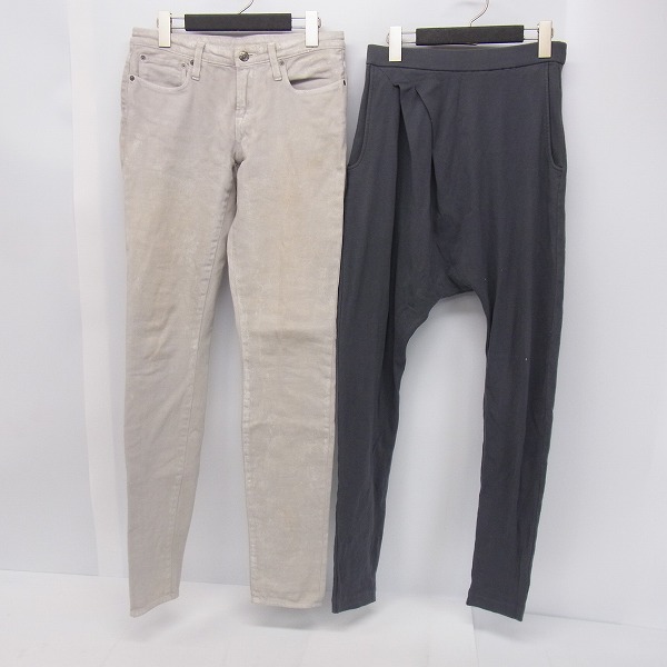 実際に弊社で買取させて頂いたHELMUT LANG/ヘルムートラング ペイント加工 スキニーパンツ/サルエルドロップパンツ 27/XS 2点セット