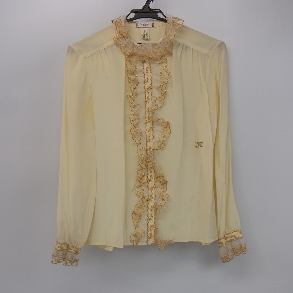 実際に弊社で買取させて頂いたCELINE/セリーヌ フリル付きブラウス SETA SILK/シルク/38