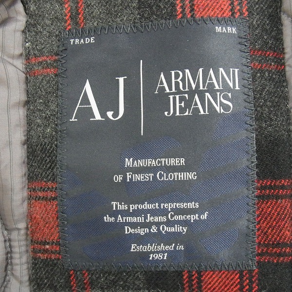 実際に弊社で買取させて頂いたARMANI JEANS/アルマーニジーンズ タータンチェック ダッフルコート 中綿入り/52の画像 2枚目