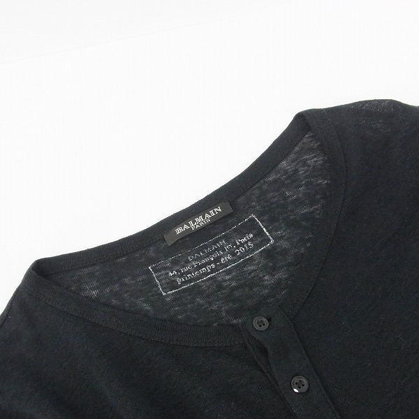 実際に弊社で買取させて頂いたBALMAIN/バルマン ヘンリーネックTシャツ ブラック S5HJ603B930/XSの画像 7枚目