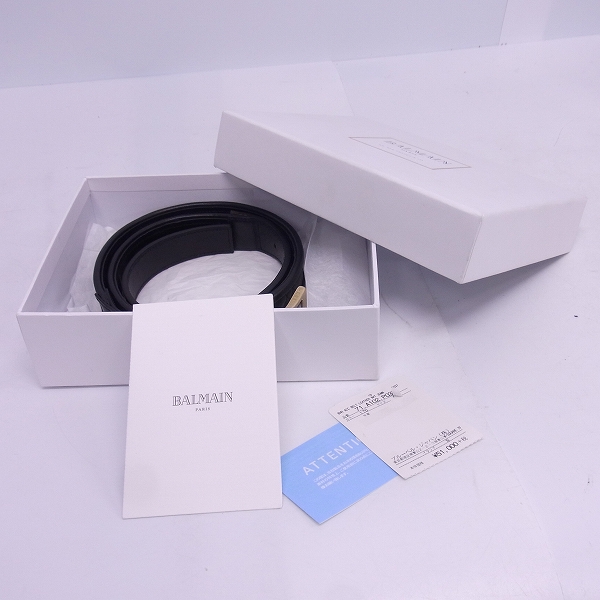 実際に弊社で買取させて頂いたBALMAIN/バルマン キルティング レザーベルト 71.A102.P037/80の画像 8枚目