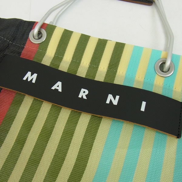 実際に弊社で買取させて頂いたMARNI/マルニ FLOWER CAFE ストライプ柄 トートバッグの画像 5枚目