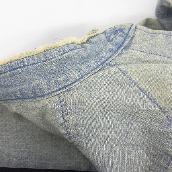 実際に弊社で買取させて頂いたBALMAIN/バルマン 18SS エンブレムボタン クラッシュ加工 デニムシャツ s8h1044t239p/37の画像 4枚目