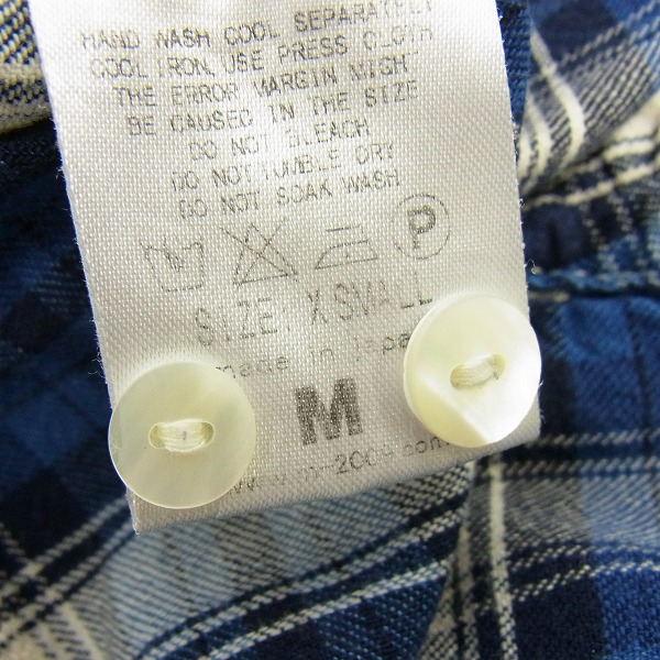 実際に弊社で買取させて頂いたM/エム インディゴチェックシャツ/XSの画像 5枚目