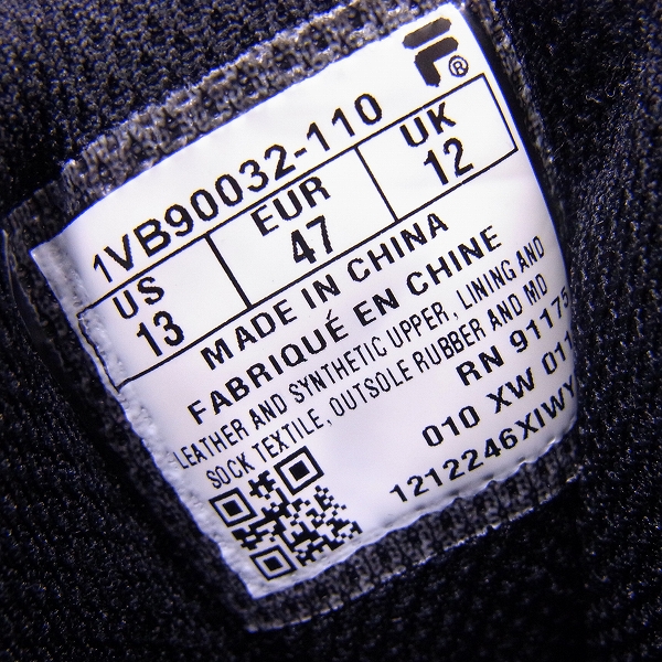 実際に弊社で買取させて頂いたFILA/フィラ SPAGHETTI/スパゲッティ ハイカットスニーカー ホワイト×ブラック 1VB90032-110/US13の画像 5枚目