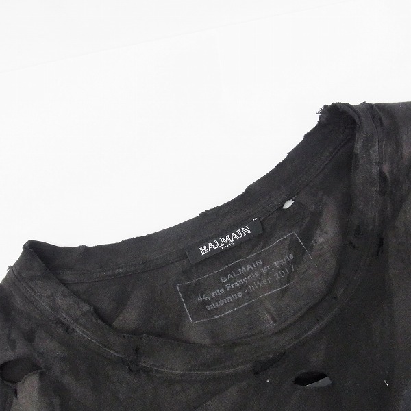 実際に弊社で買取させて頂いたBALMAIN/バルマン スネークプリントダメージ加工Tシャツ/W7H8063I073D/TUの画像 5枚目