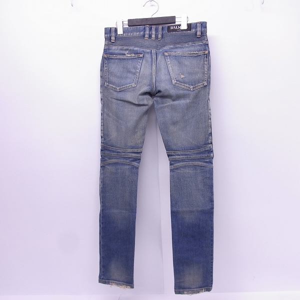 実際に弊社で買取させて頂いたBALMAIN/バルマン 16AW クラッシュダメージ バイカーデニムパンツ/P0HT551C710V/27の画像 1枚目
