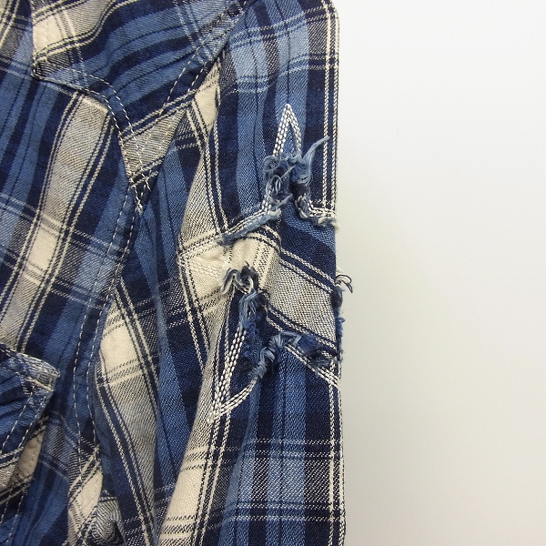 実際に弊社で買取させて頂いたM/エム インディゴチェックシャツ/XSの画像 3枚目