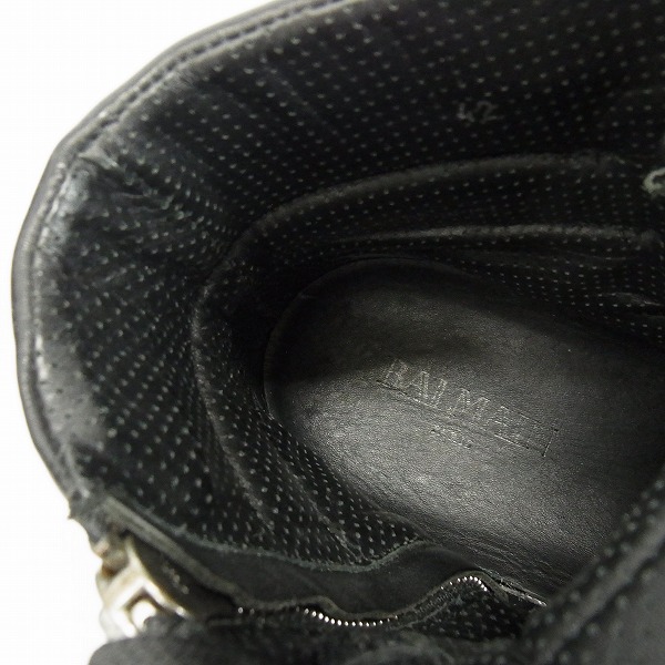 実際に弊社で買取させて頂いたBALMAIN/バルマン サイドジップ レザーハイカットスニーカー/42の画像 4枚目