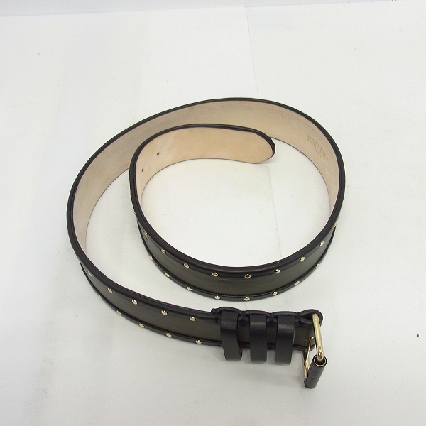 実際に弊社で買取させて頂いたBALMAIN/バルマン スタッズ レザーベルト ブラック×カーキ/85 の画像 5枚目