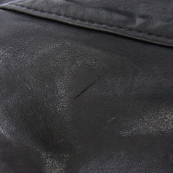 極美品バックラッシュ定番イタリーショルダー製品染め襟付きレザーライダース黒M BACKLASH（バックラッシュ） イタリアンダブルショルダー製品染め