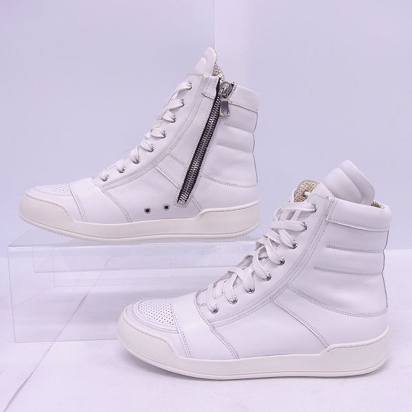実際に弊社で買取させて頂いたBALMAIN/バルマン サイドジップ レザー ハイカットスニーカー S5HT300BA40G ホワイト/42の画像 3枚目