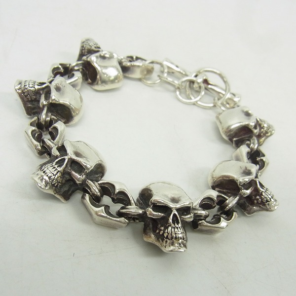 実際に弊社で買取させて頂いたCRAZY PIG/クレイジーピッグ 6サイコキラースカルリンク ブレスレット トライバルTバー