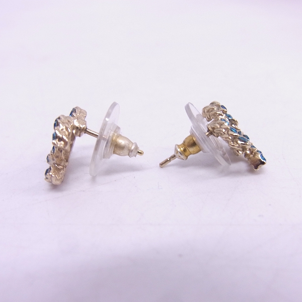 CHANEL/シャネル ココマーク ラインストーン ピアス ゴールド